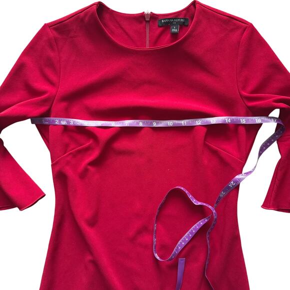 Banana Republic Sheath dress Bell flutter sleeves Womens Sz 2 4  Red Holiday - Picture 7 of 13